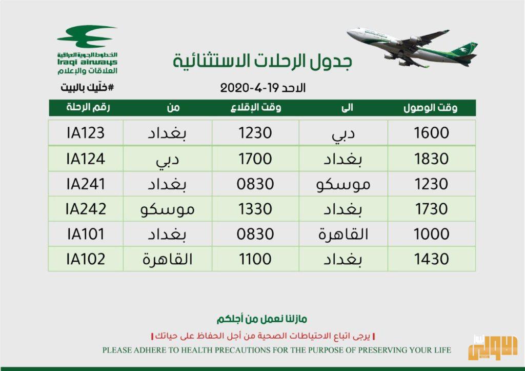 وزارة النقل العراقية تعلن عن جدول الرحلات الاستثنائية ليوم غد 4 7E300EE2 CE93 4770 AE79 BDF8045F4E9A