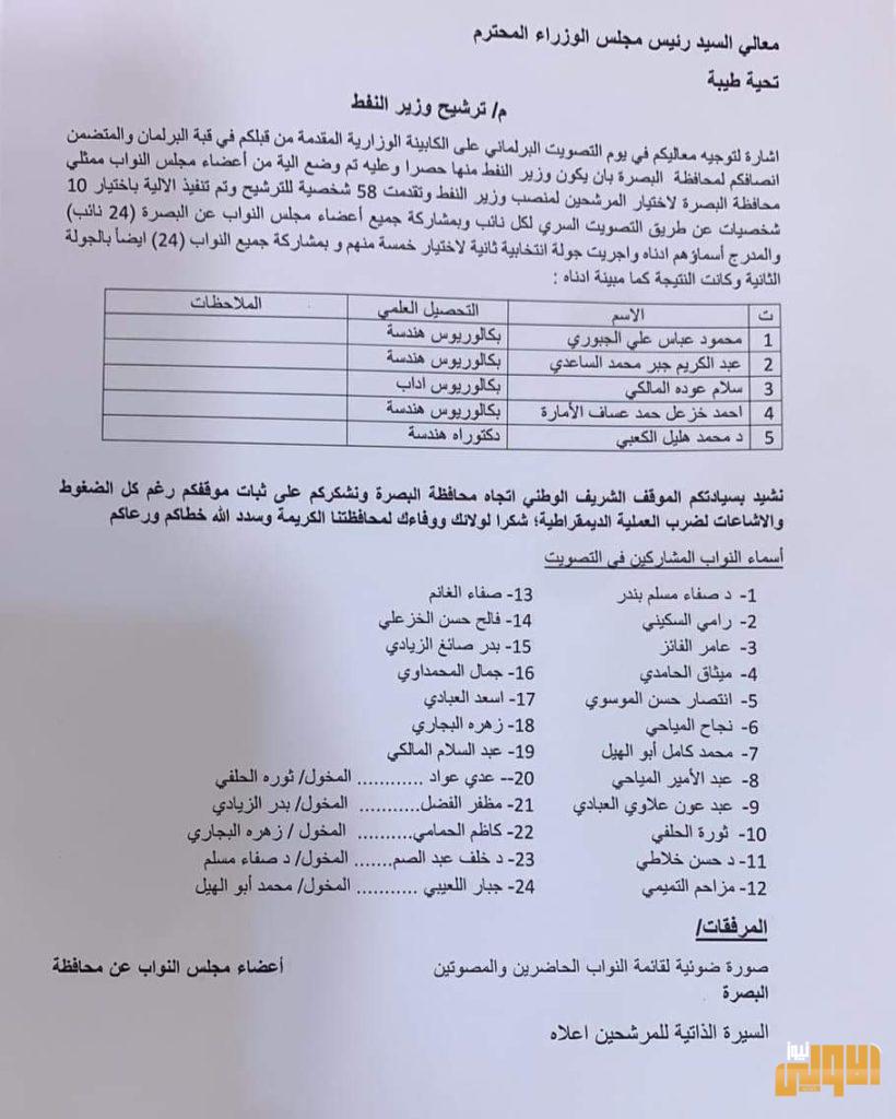 بلوثيقة.. نواب البصرة يرشحون 5 شخصيات لتولي حقيبة النفط 4 54B36D6E 0639 42AC 83B2 8248EA73381E