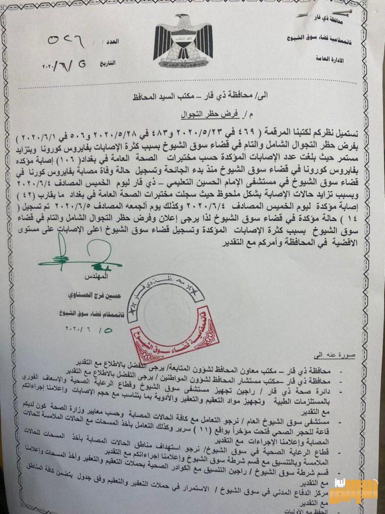 بالوثيقة.. سوق الشيوخ في خطر وطلب بحظر شامل في القضاء 4 D5086D4B 6DCD 4150 9E16 53D40EECADE2