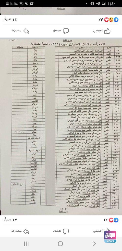 وزير الدفاع يوافق على قبول طلاب الدورة (111) 31 Screenshot ٢٠٢٠٠٩٠٩ ١٣٤٠٣٧ Facebook