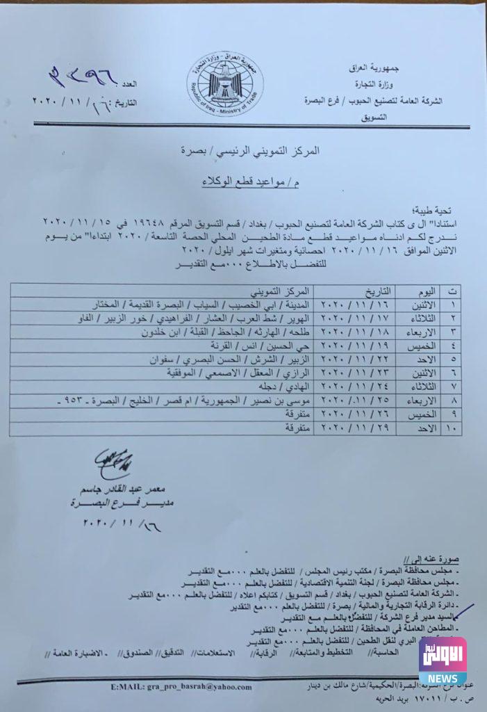التجارة : تعلن جداول قطع الوكلاء لمادة الطحين الحصة التاسعة 24 1FAF0042 A029 4263 BFFC 51AB22DA4E73