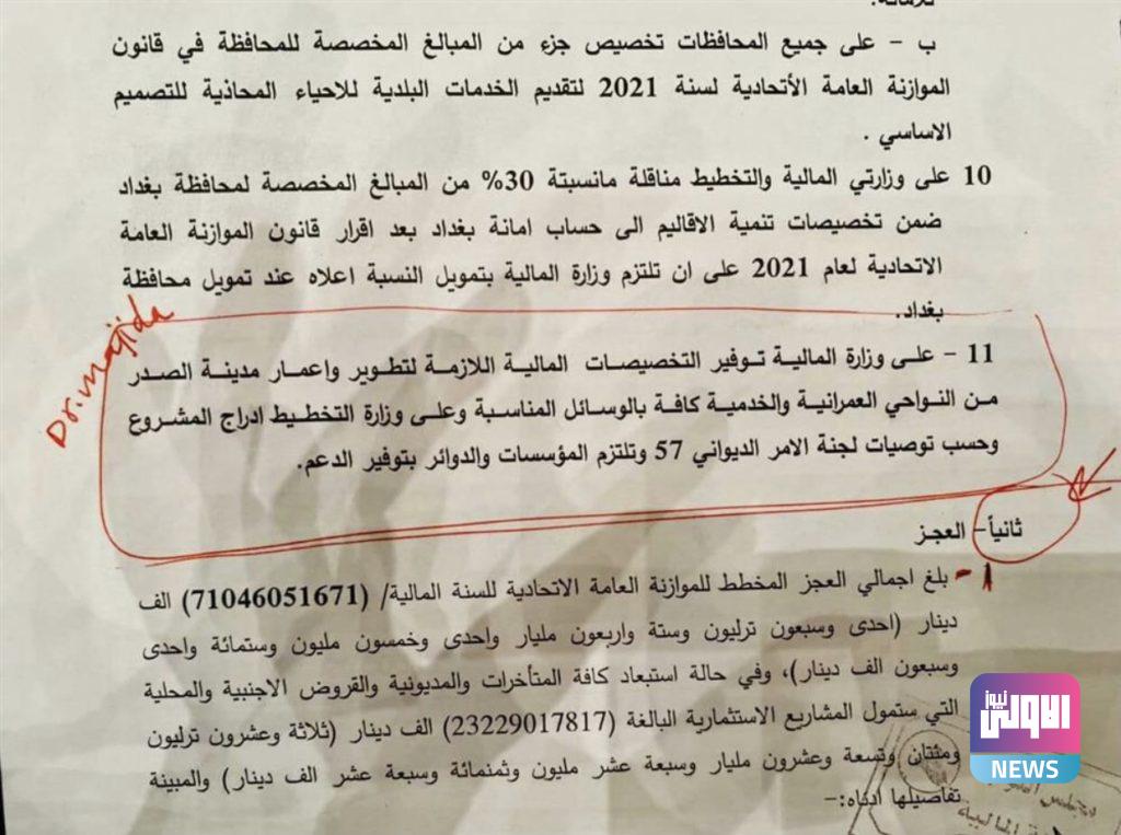 مجلس النواب يصوت على توفير التخصيصات المالية لإعادة إعمار مدينة الصدر (وثيقة) 4 0FB7421E 2C7D 4593 A176 23B6314CF82B