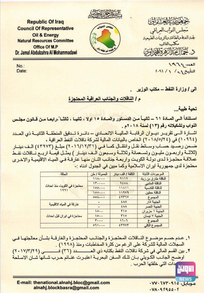 اربع ناقلات نفط عراقية محتجزة لدى الكويت ودول أخرى (وثائق) 6 19D950C4 6CAF 451A B1DF 9ECCCDEF5809