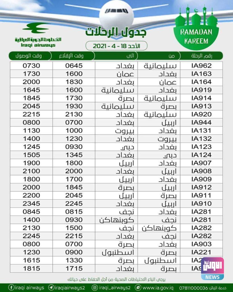 الخطوط الجوية تنشر جدول الرحلات ليوم غد 4 U¡U¦ U U¢ U¤U¤ me ga 1