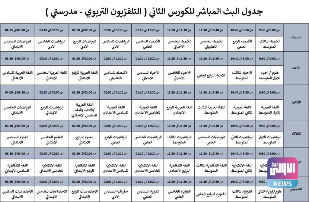 التربية تنشر جدول بث الدروس اليومية بعد إلغاء الدوام الحضوري (وثيقة) 4 IMG 20210505 141946 956