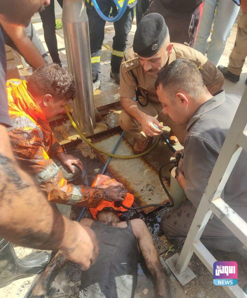 الدفاع المدني تنقذ عاملا هوى مغشياً عليه في حوض للصرف الصحي في ديالى 20 429034D3 148E 46ED 9678 F1BF661967ED