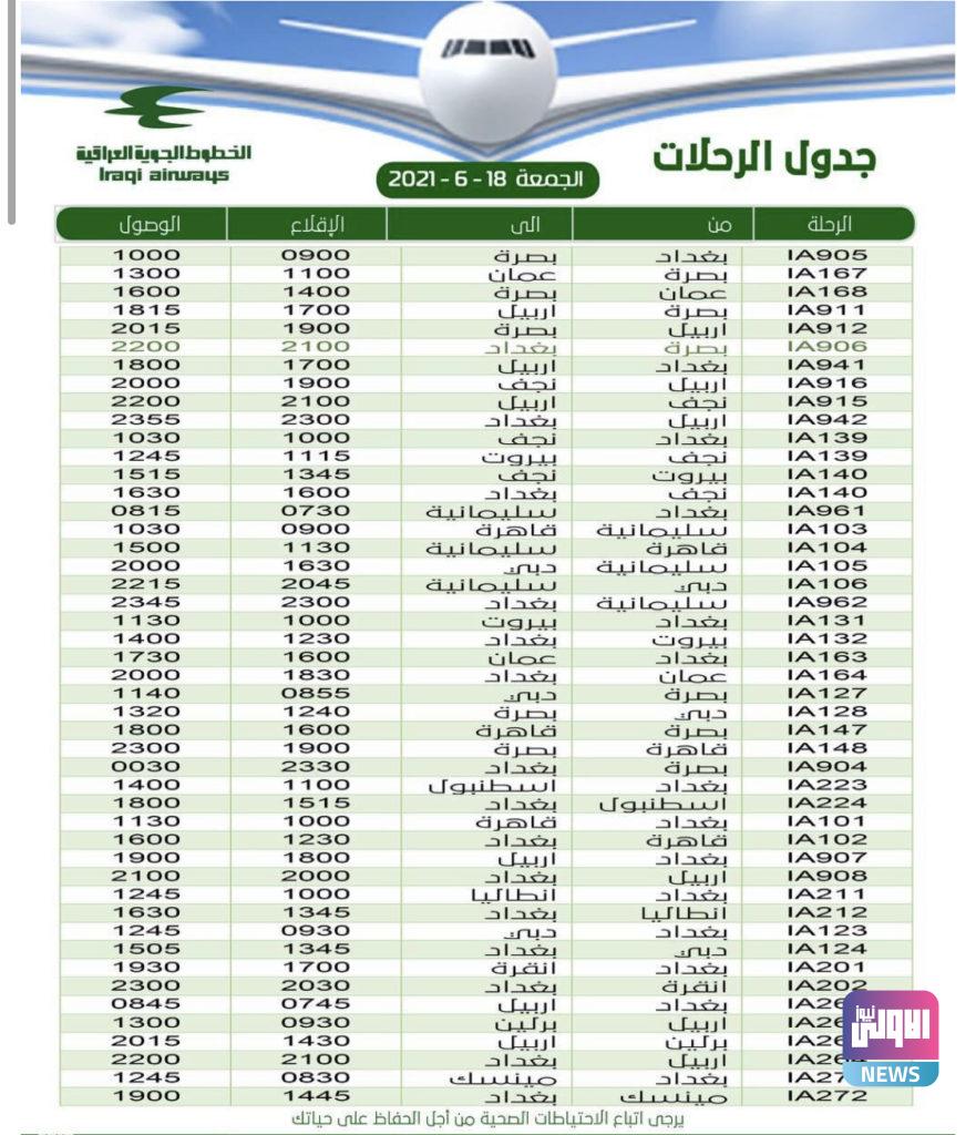 الخطوط الجوية تعلن عن جدول رحلاتها ليوم غد الجمعة 4 6EE8A638 8F3C 48FF A03C 68BDB522165D
