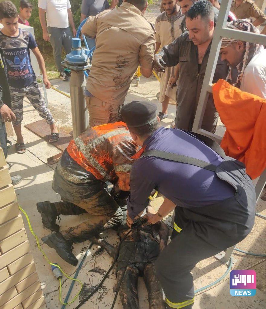 الدفاع المدني تنقذ عاملا هوى مغشياً عليه في حوض للصرف الصحي في ديالى 25 9FDEAF91 D0ED 4C85 A5F5 80E0071D1FA8