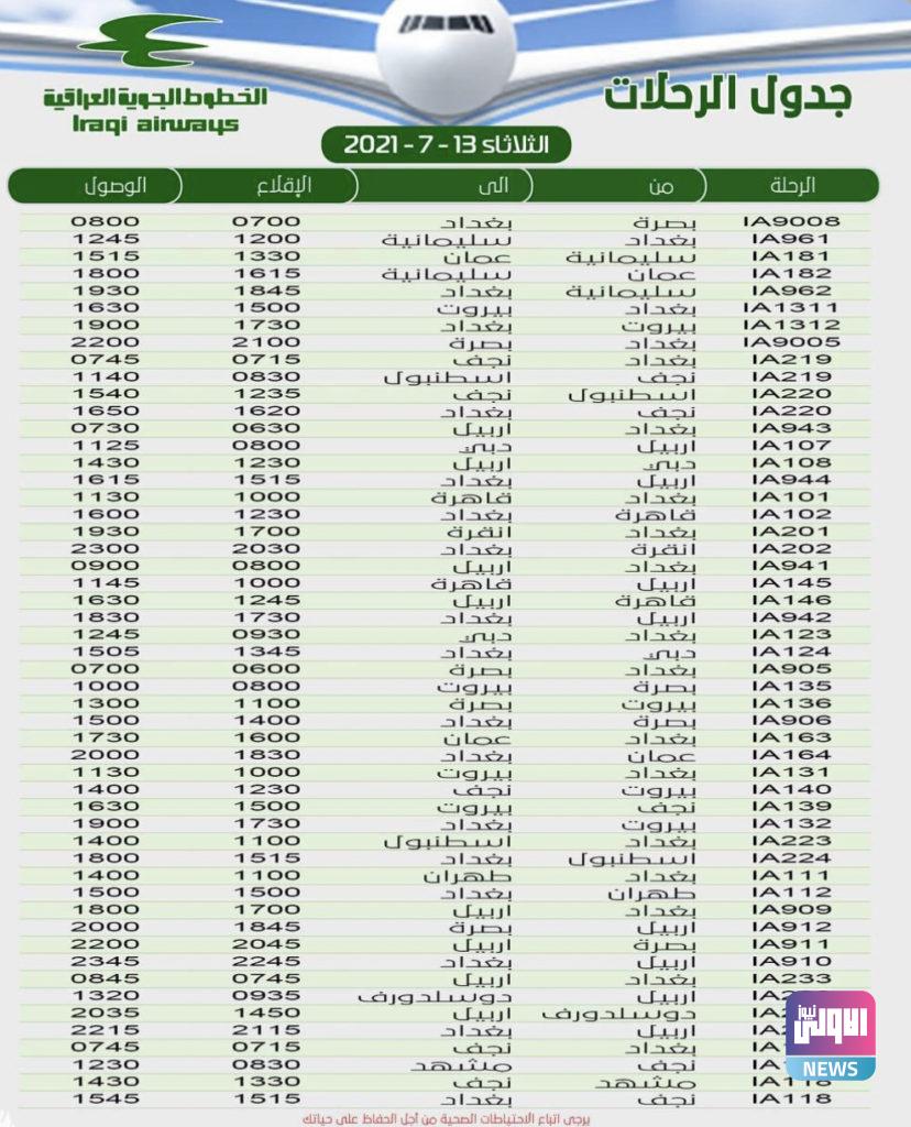 الخطوط الجوية العراقية تعلن موعد رحلاتها ليوم غد الثلاثاء 4 D89CEE2D EDAE 4B01 AE4C D4514C961D9B