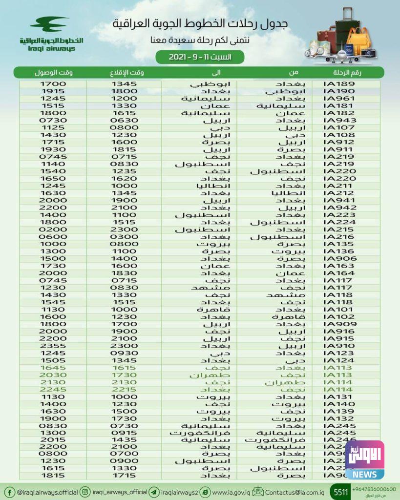 55 رحلة على متن الخطوط الجوية العراقية يوم غد السبت 4 DB396995 B596 4274 8DDF 898C44737D83