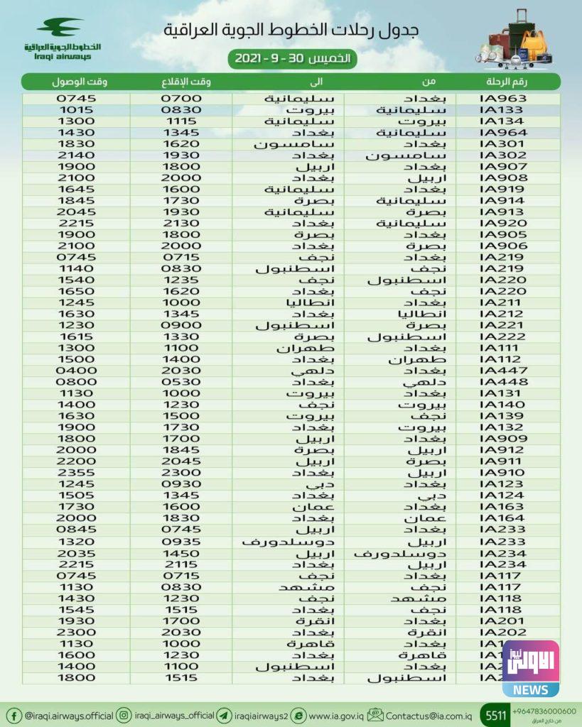 52 رحلة على متن الخطوط الجوية العراقية ليوم غد 4 F0031D00 3BB7 428F 8280 62447E304E49