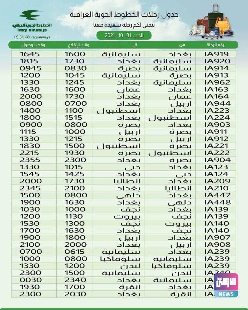 رحلات الخطوط الجوية العراقية ليوم غد الاثنين 4 1D11007F E441 4C6A B0D4 4F965DFFFFAD